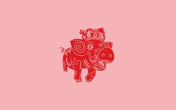 春节简约纯色背景插画