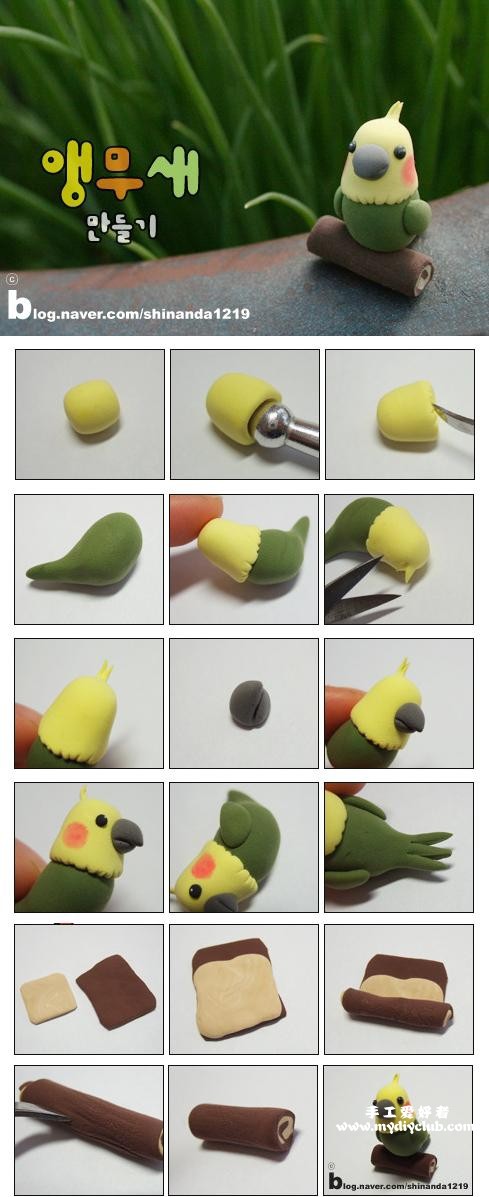 可爱粘土小鹦鹉