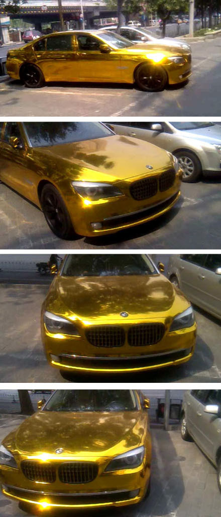 土豪金宝马车