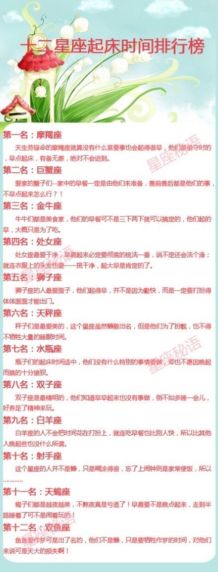 十二星座起床排行