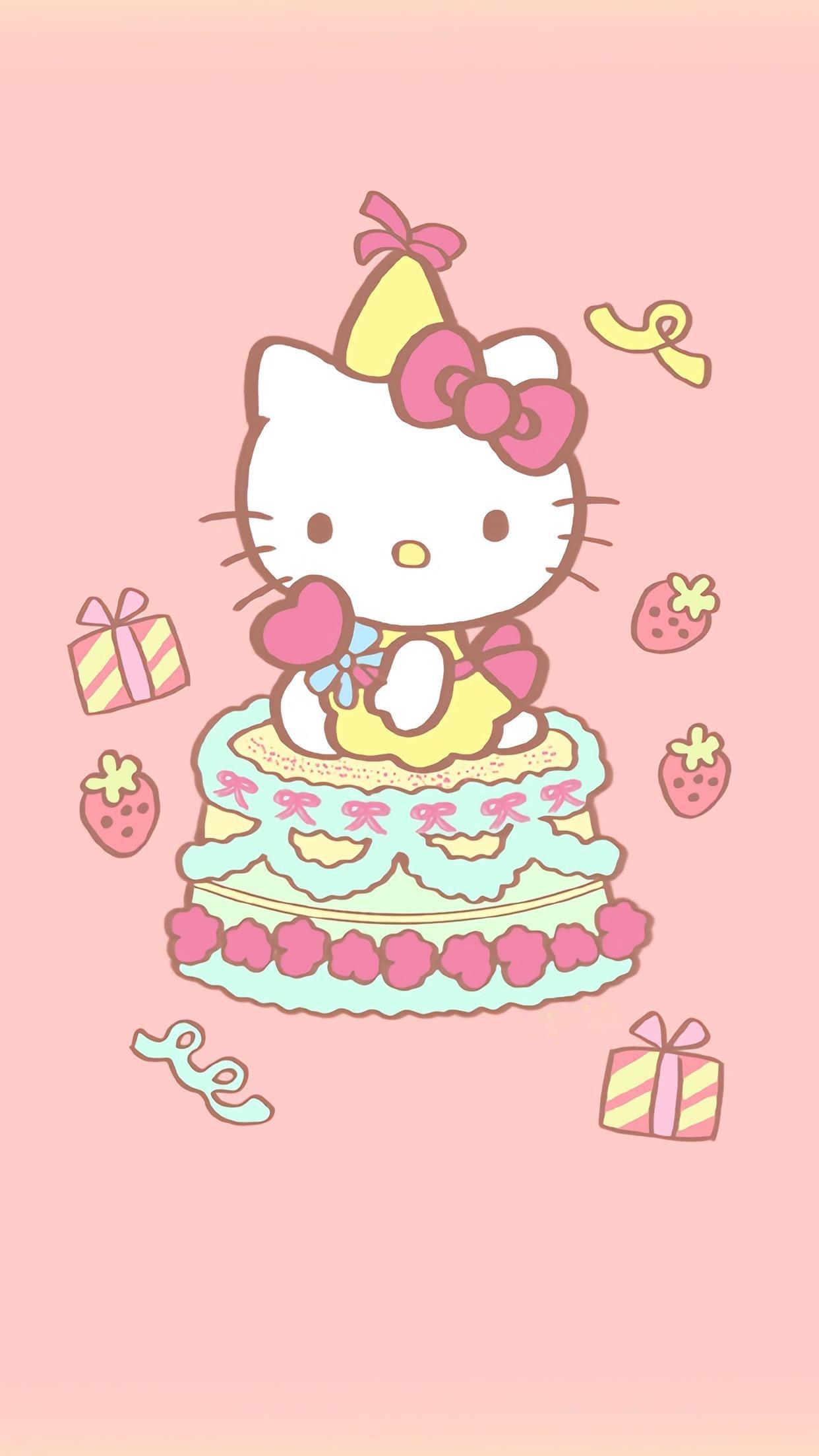 hellokitty生日蛋糕背景图