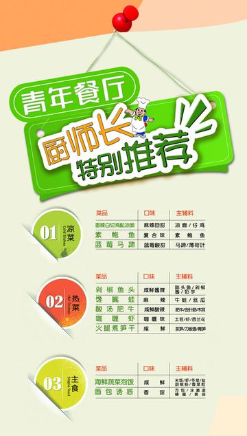 厨师长推荐菜单模板psd素材