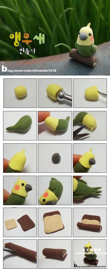 可爱粘土小鹦鹉