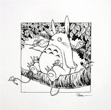 龙猫线稿