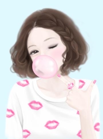 超萌泡泡糖女生