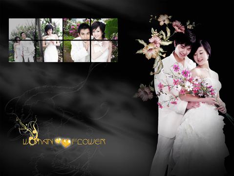 花卉花纹婚纱背景PSD下载