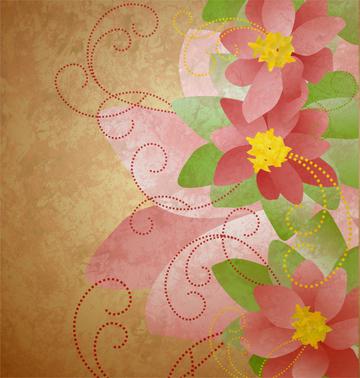 红色花朵底纹背景图片