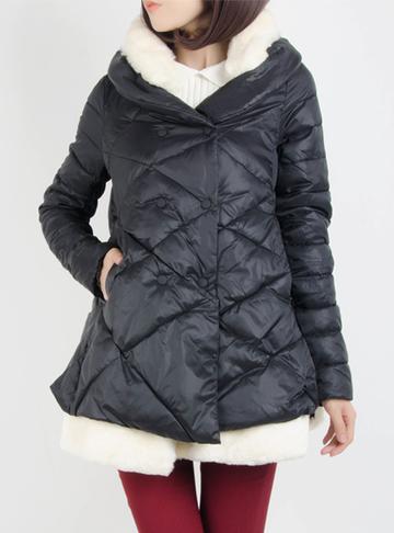 新款毛领A字型娃娃版羽绒服
