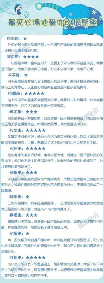 最死心塌地的十二星座