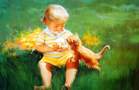 小孩和猫咪