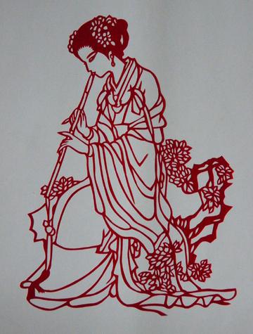 吹笛子的侍女