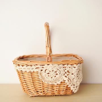 手编蕾丝手提筐
