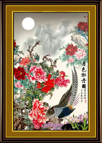 月色牡丹图