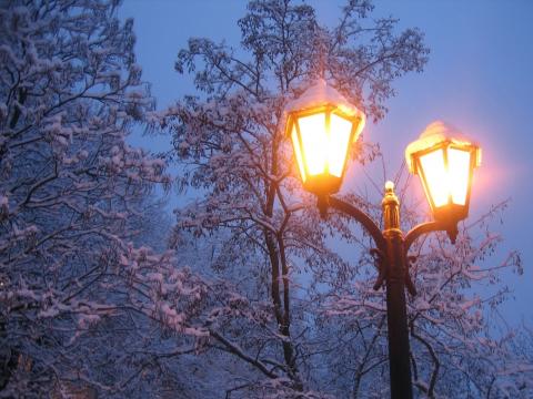 黑夜里的路灯