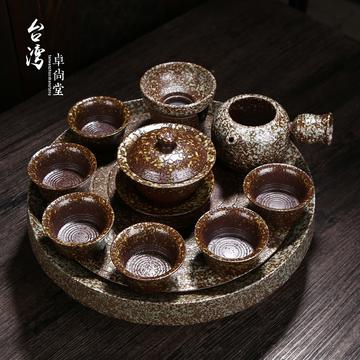 仿古石头釉茶具大盘