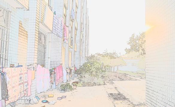 手绘素描校园场景