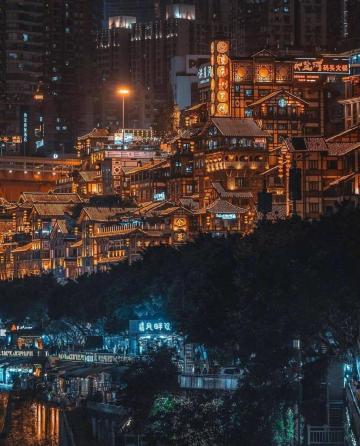 魔幻3D城市重庆的美丽夜景