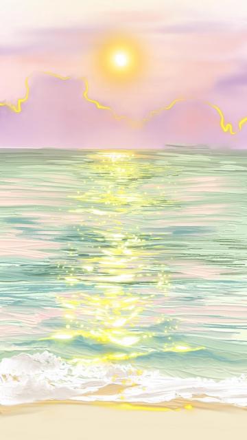 海上日出唯美插画